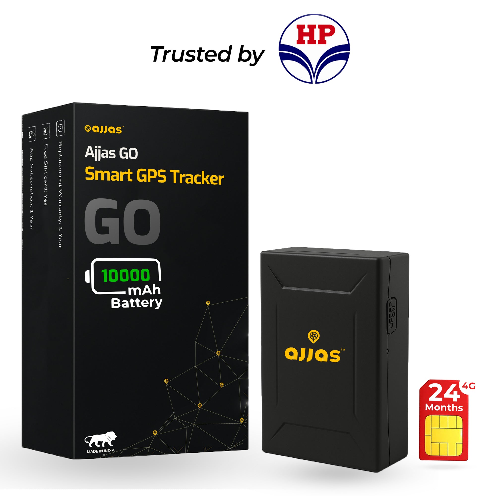 Ajjas GO-Wireless Smart GPS Tracker 2 year SIM data+Platform