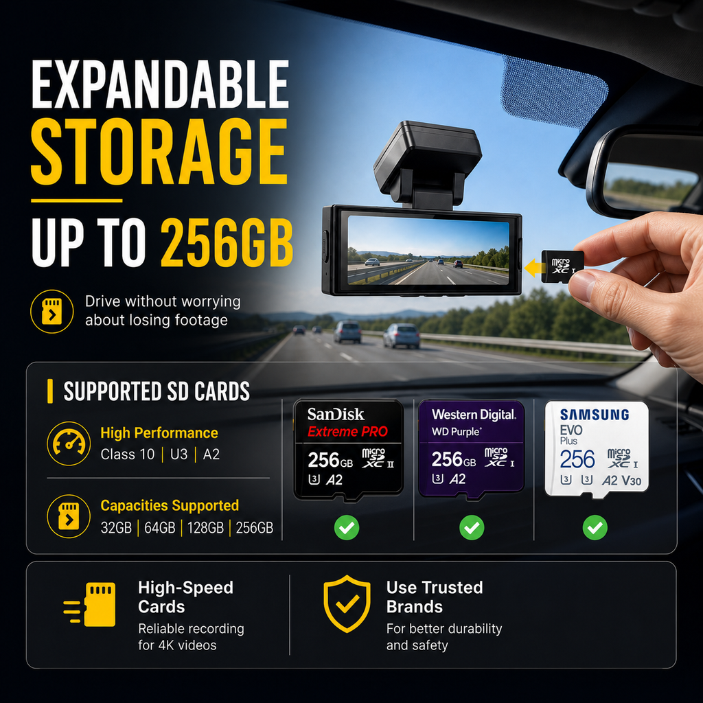 Ajjas 4K Ultra HD Dual Channel Car Dash Cam
