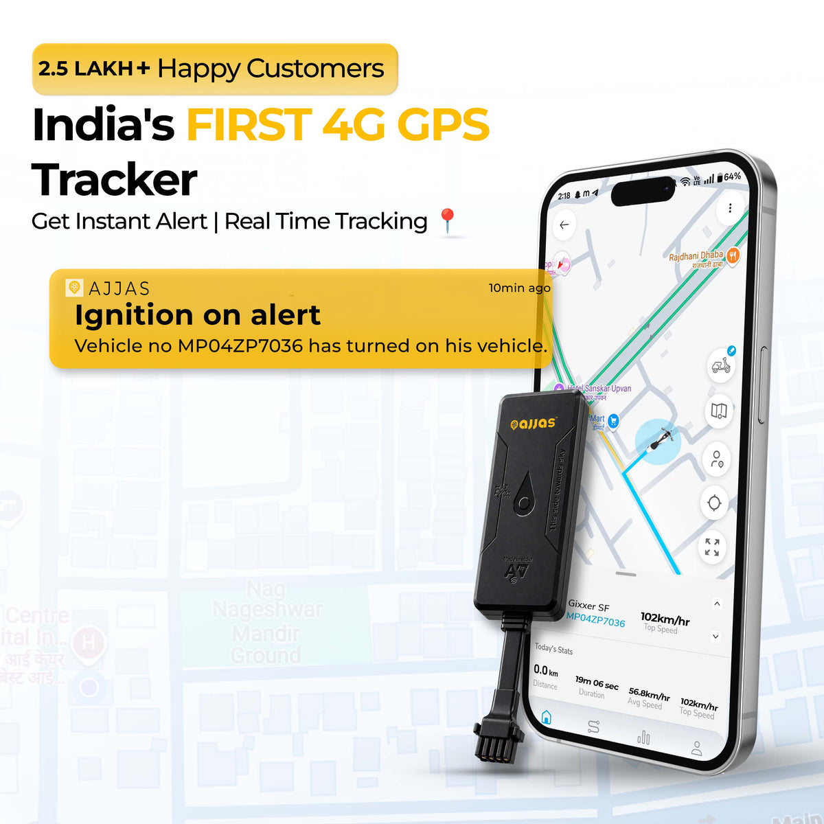 Wired 4G GPS Tracker for Bike & Car –2 Years Data Included (Lite 4G)