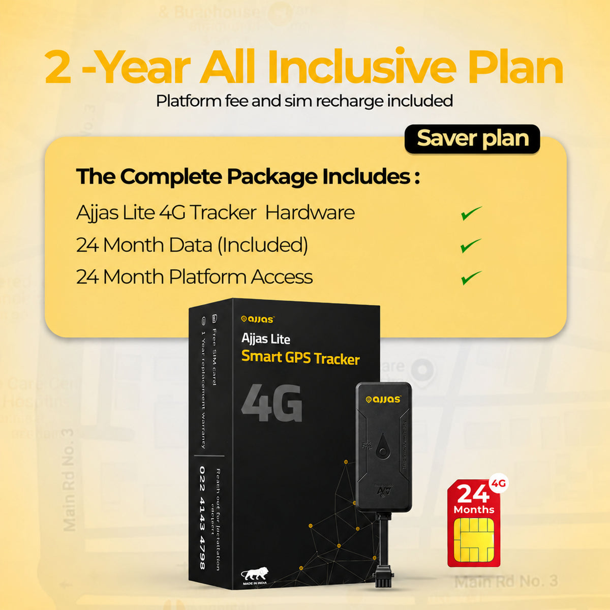 Wired 4G GPS Tracker for Bike & Car –2 Years Data Included (Lite 4G)