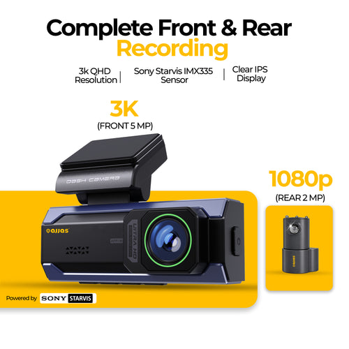 Ajjas Car DashCam | 4K Front, 1080p Rear |
