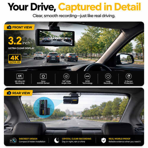 Ajjas 4K Ultra HD Dual Channel Car Dash Cam