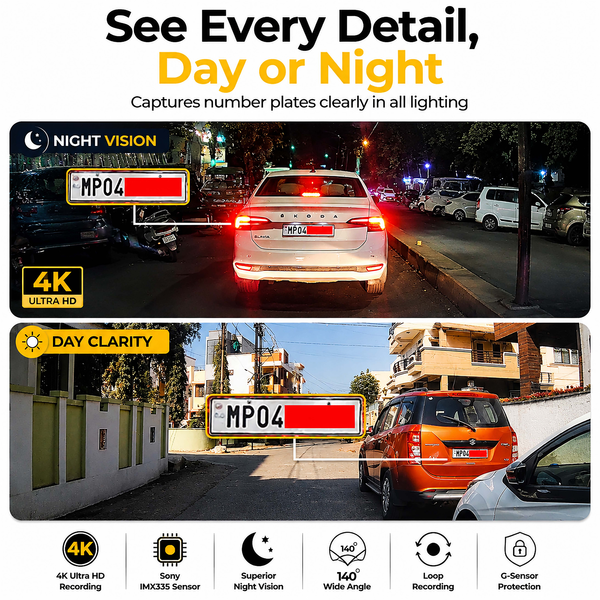 Ajjas 4K Ultra HD Dual Channel Car Dash Cam