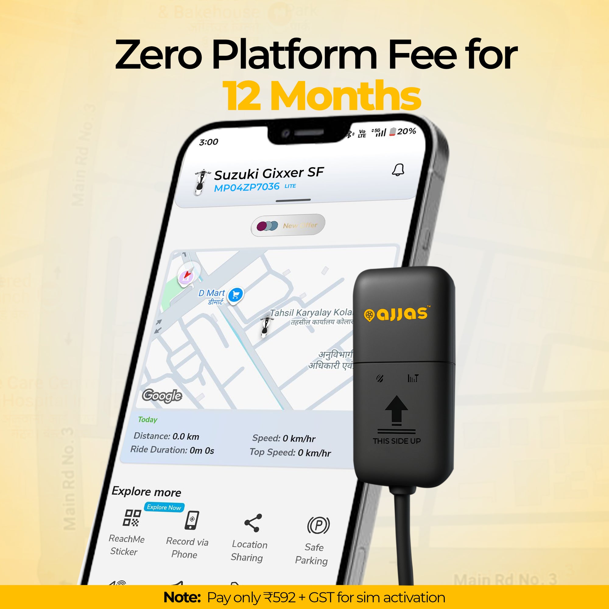 Wired 4G GPS tracker for Bike & Car (Remote Engine Lock/Unlock)