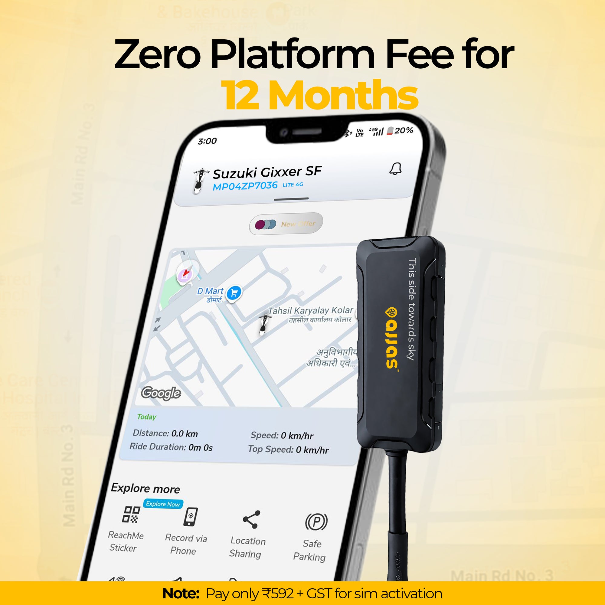 Wired 4G GPS tracker for Bikes and Cars (Lite 4G)